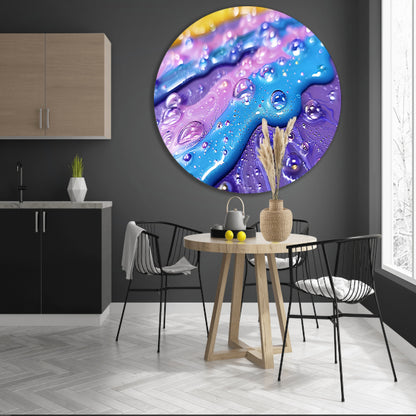Kleurrijk abstract kunstwerk met waterdruppels forex muurcirkel