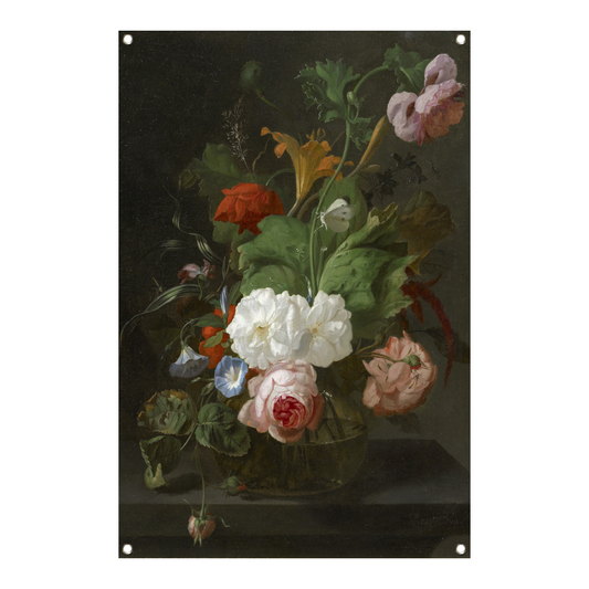 Bloemen in een glazen vaas - Rachel Ruysch tuinposter