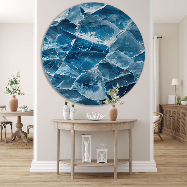 Abstract IJs Texturen Close-up aluminium muurcirkel