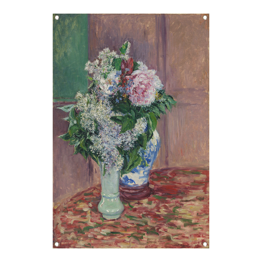 Seringen en pioenrozen in twee vazen - Gustave Caillebotte tuinposter