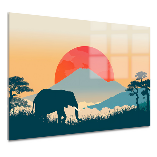 Olifant silhouet berg acrylglas
