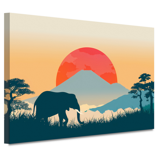 Olifant silhouet berg canvas