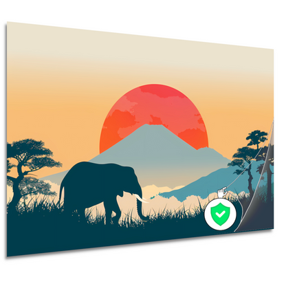 Olifant silhouet berg poster