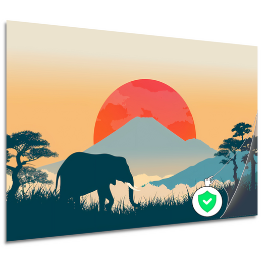 Olifant silhouet berg poster