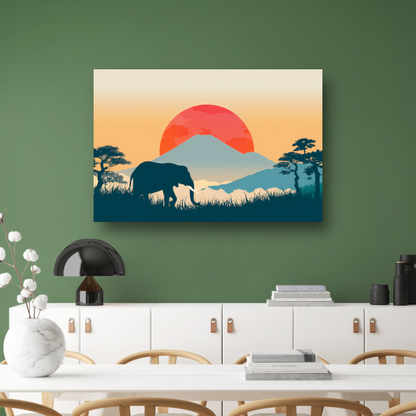 Olifant silhouet berg poster