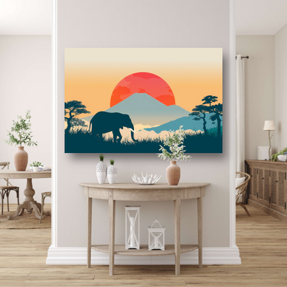 Olifant silhouet berg poster