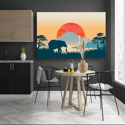 Olifant silhouet berg poster