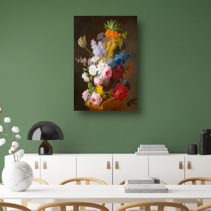 Weelderig bloemstilleven - Pieter Faes canvas met baklijst