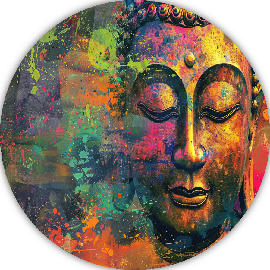 Abstracte Boeddha in Kleureplosie forex muurcirkel