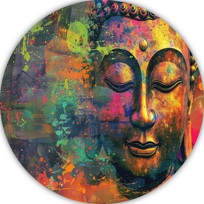 Abstracte Boeddha in Kleureplosie forex muurcirkel