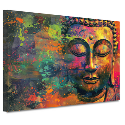 Abstracte Boeddha in Kleureplosie canvas