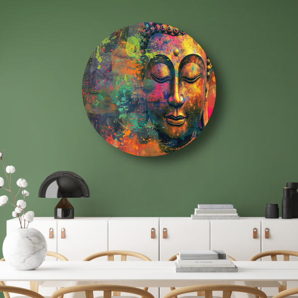 Abstracte Boeddha in Kleureplosie forex muurcirkel