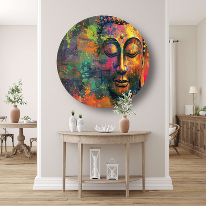 Abstracte Boeddha in Kleureplosie forex muurcirkel
