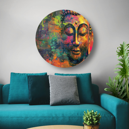 Abstracte Boeddha in Kleureplosie forex muurcirkel