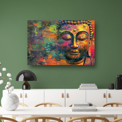 Abstracte Boeddha in Kleureplosie canvas