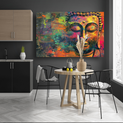 Abstracte Boeddha in Kleureplosie canvas
