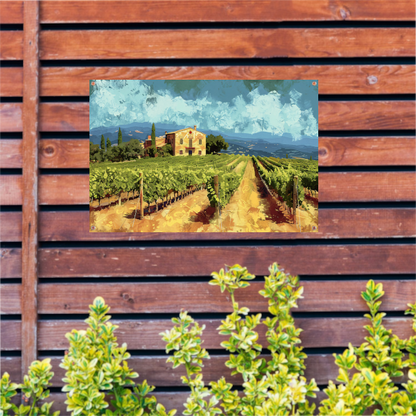 Zonovergoten Italiaanse Wijngaard met Huis tuinposter
