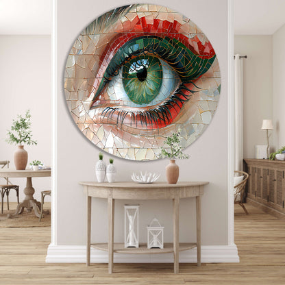 Gedetailleerde Mozaïekweergave van een Oog aluminium muurcirkel