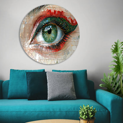Gedetailleerde Mozaïekweergave van een Oog aluminium muurcirkel