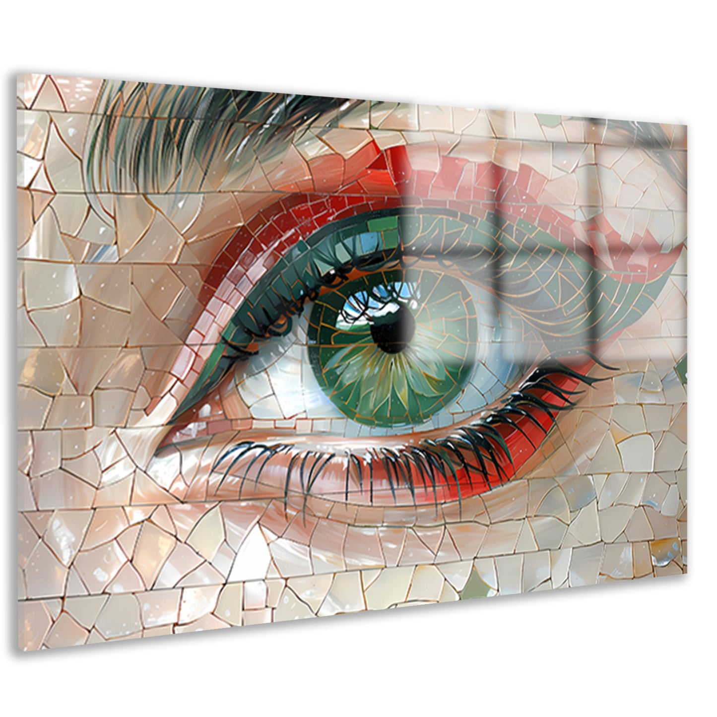 Gedetailleerde Mozaïekweergave van een Oog acrylglas