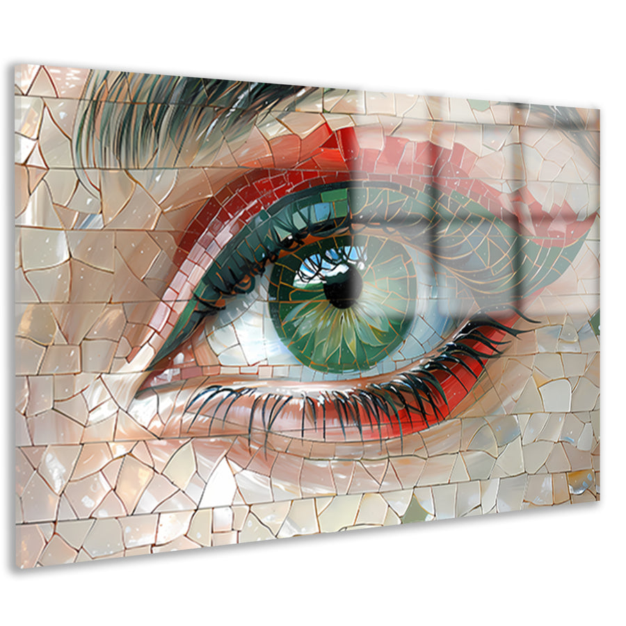 Gedetailleerde Mozaïekweergave van een Oog acrylglas