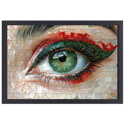 Gedetailleerde Mozaïekweergave van een Oog canvas met baklijst