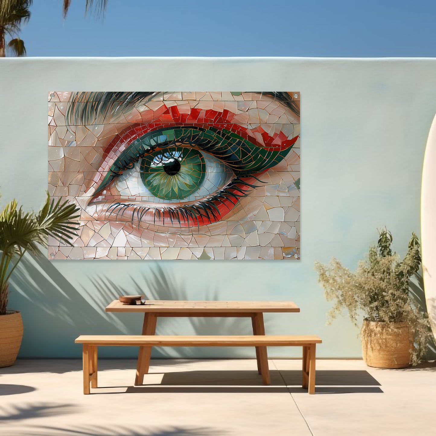 Gedetailleerde Mozaïekweergave van een Oog tuinposter