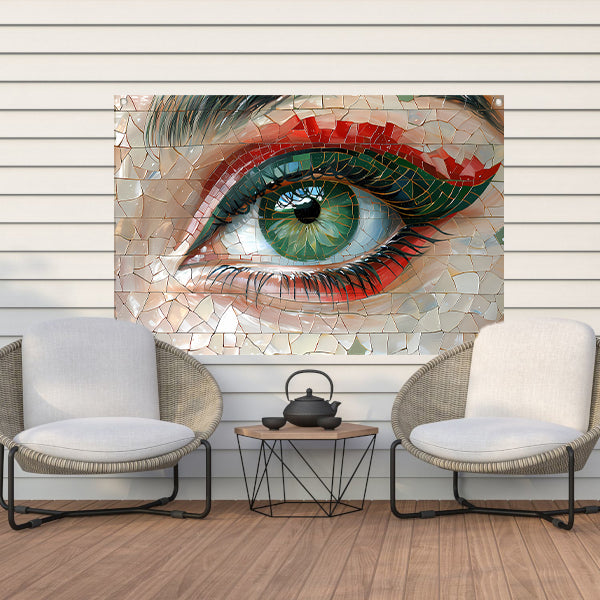 Gedetailleerde Mozaïekweergave van een Oog tuinposter