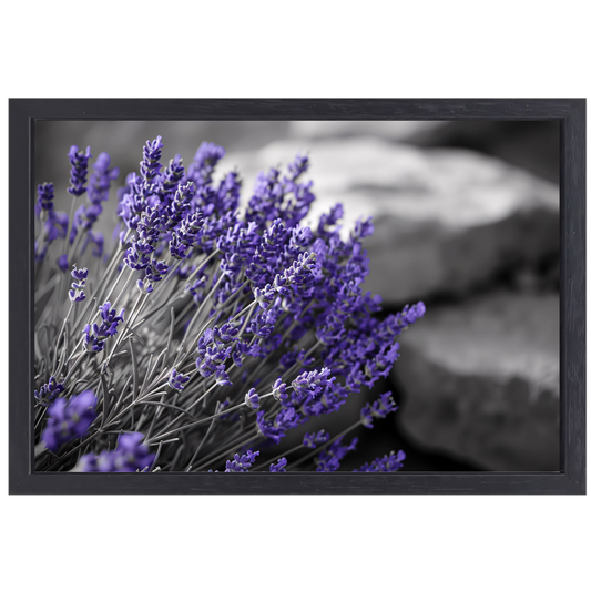 Abstracte paarse bloemen canvas met baklijst
