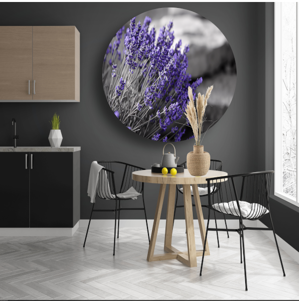 Abstracte paarse bloemen forex muurcirkel