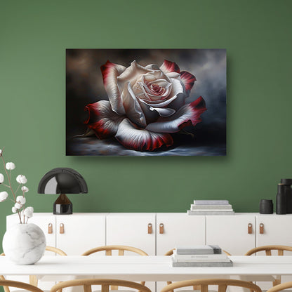 Prachtige moderne schilderij van een roos canvas met baklijst