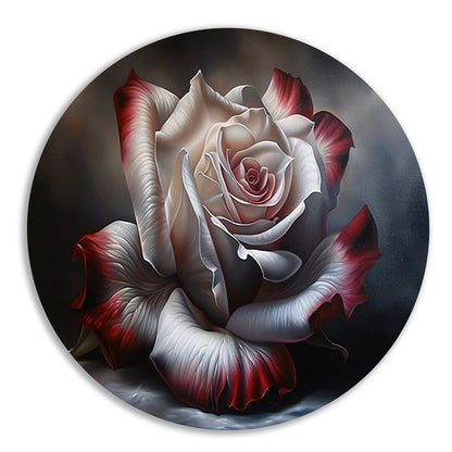 Prachtige moderne schilderij van een roos aluminium muurcirkel