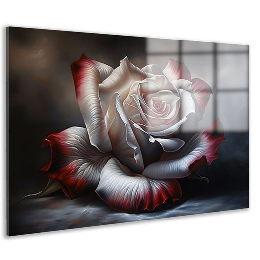 Prachtige moderne schilderij van een roos acrylglas