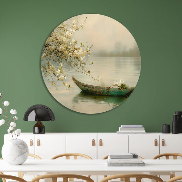 Impressionistische waterlelies in vijver aluminium muurcirkel