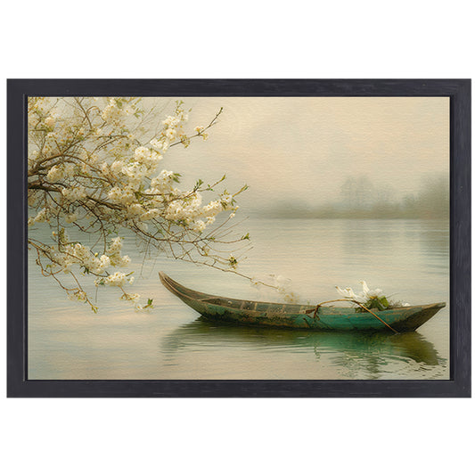 Impressionistische waterlelies in vijver canvas met baklijst