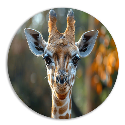 Realistisch portret van een giraffe forex muurcirkel