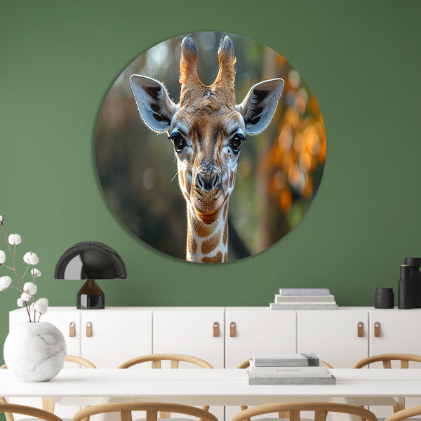 Realistisch portret van een giraffe forex muurcirkel