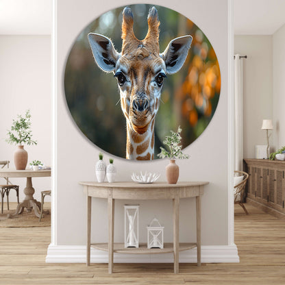 Realistisch portret van een giraffe forex muurcirkel