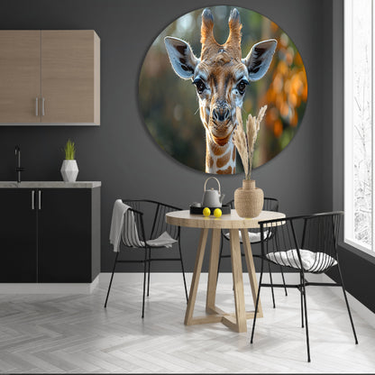 Realistisch portret van een giraffe forex muurcirkel