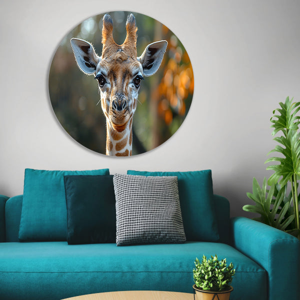 Realistisch portret van een giraffe forex muurcirkel