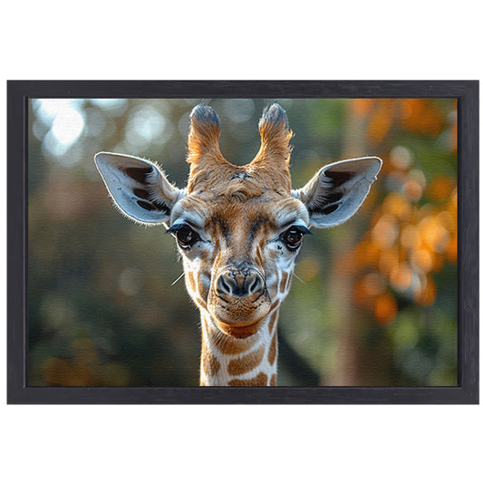 Realistisch portret van een giraffe canvas met baklijst