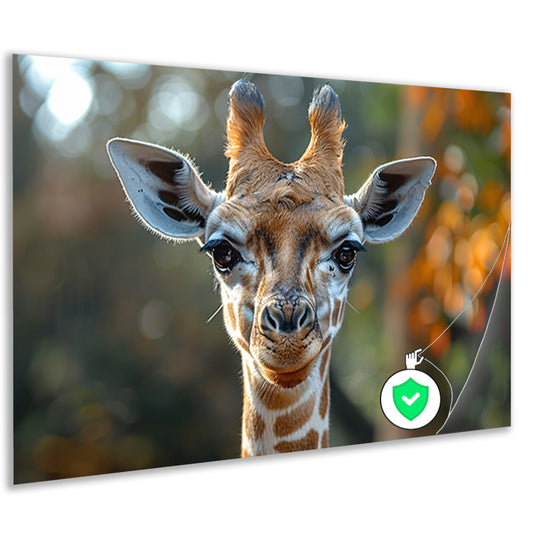 Realistisch portret van een giraffe poster
