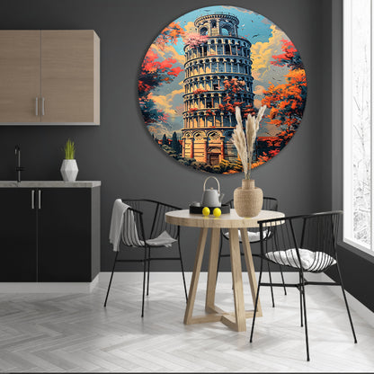Herfstkleuren bij de Toren van Pisa forex muurcirkel
