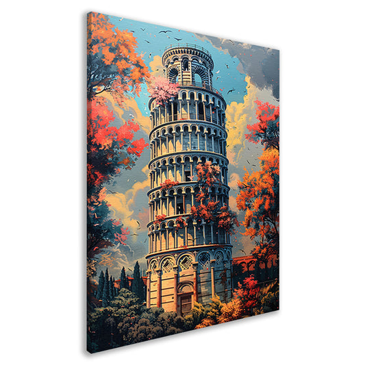 Herfstkleuren bij de Toren van Pisa canvas
