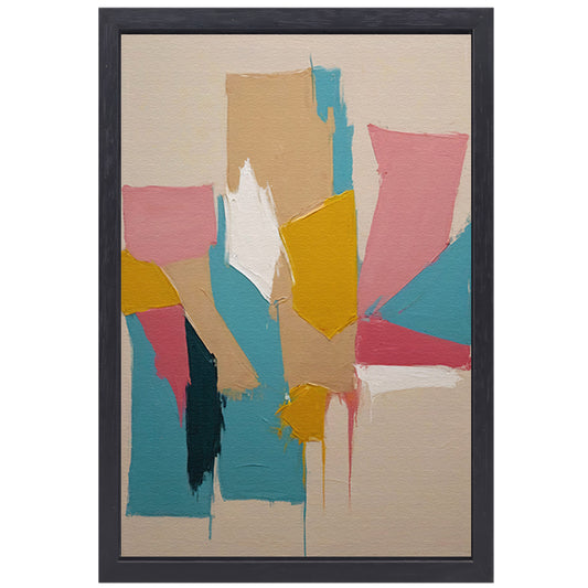 Harmonische Abstractie in Pasteltinten canvas met baklijst