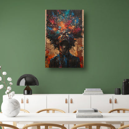 Man aanschouwt Kleurrijk kosmische explosie poster