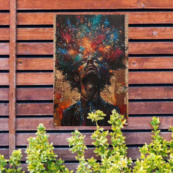 Man aanschouwt Kleurrijk kosmische explosie tuinposter