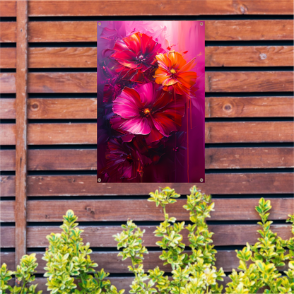 Kleurrijke abstracte bloemen kunst tuinposter