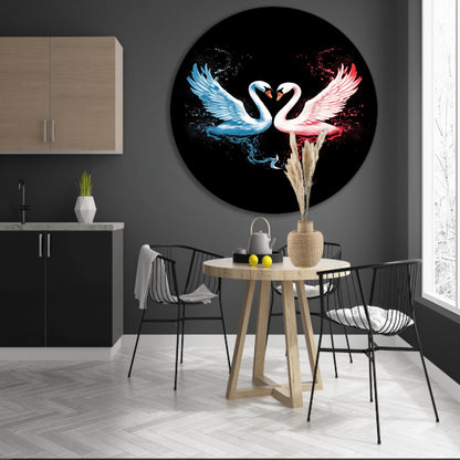 Minimalistische lijnencompositie in zwart-wit forex muurcirkel