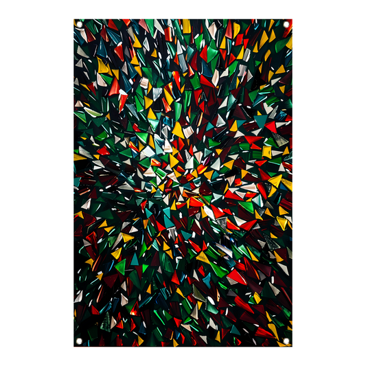 Kleurrijk abstract kunstwerk met geometrische vormen tuinposter